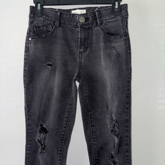 Jolt Black Grey Skinny Distressed Ripped Denim Jeans Women's Pants Size 1 / 25W - Picture 3 of 7